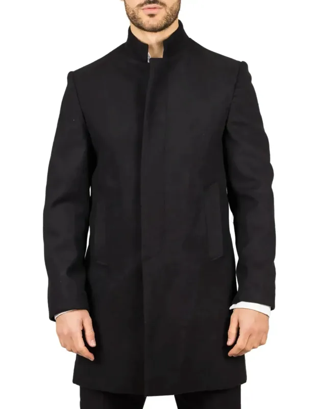 Stand Collar Wool Blend Overcoats