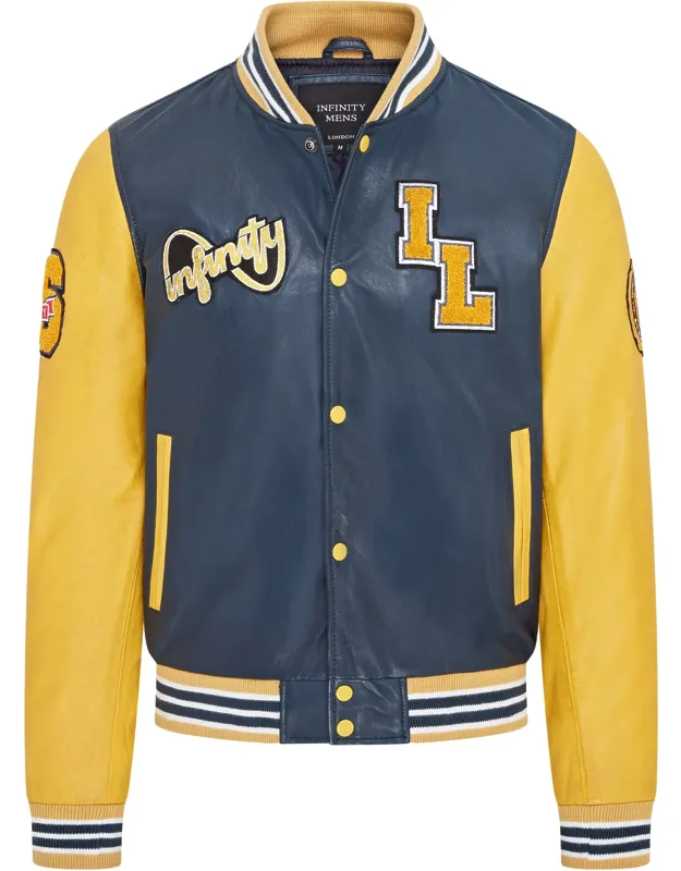 Baseball Leather Letterman Bomber Jacket