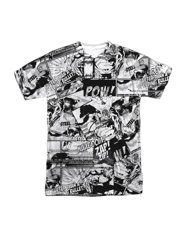Superman Comic Strips Short Sleeve Crew Tee / T-shirt - Stylish For Everyday Wear, 100% Polyester