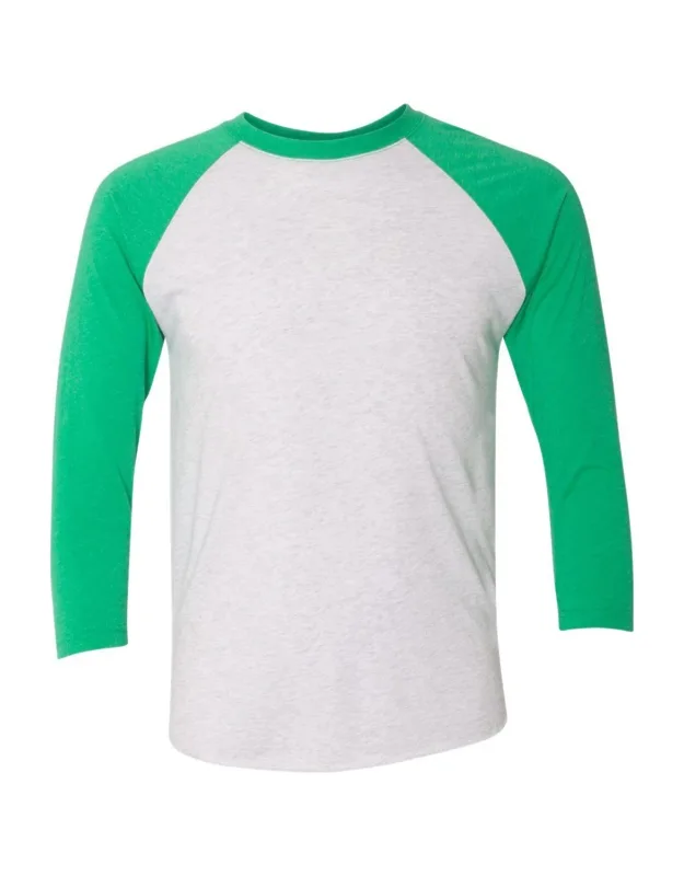 Next Level Triblend Three-quarter Raglan T-shirt With Curved Bottom Hem And Satin Label