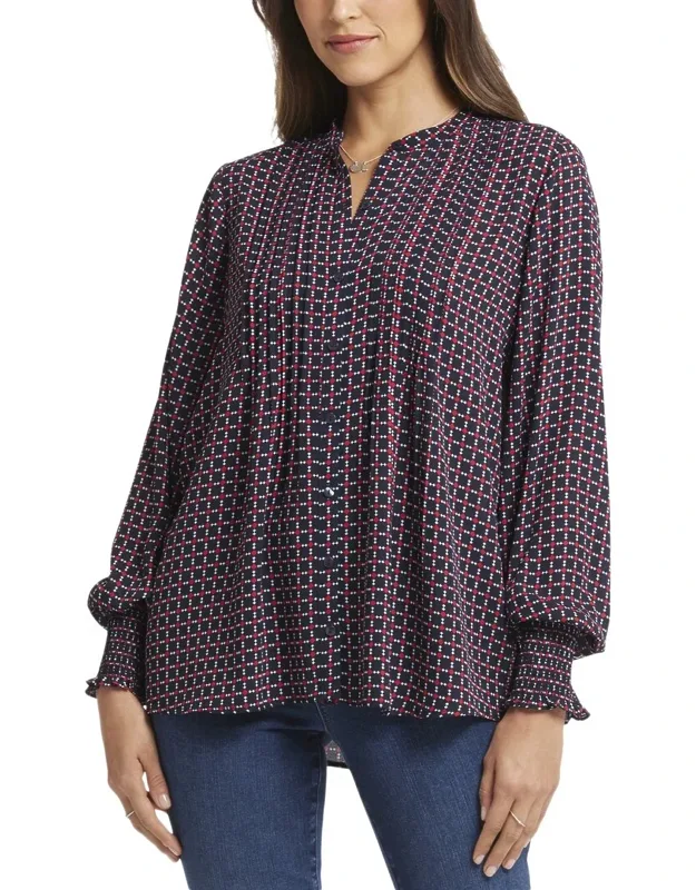 Peasant Blouse With Pleats And Stretch-smock Cuffs