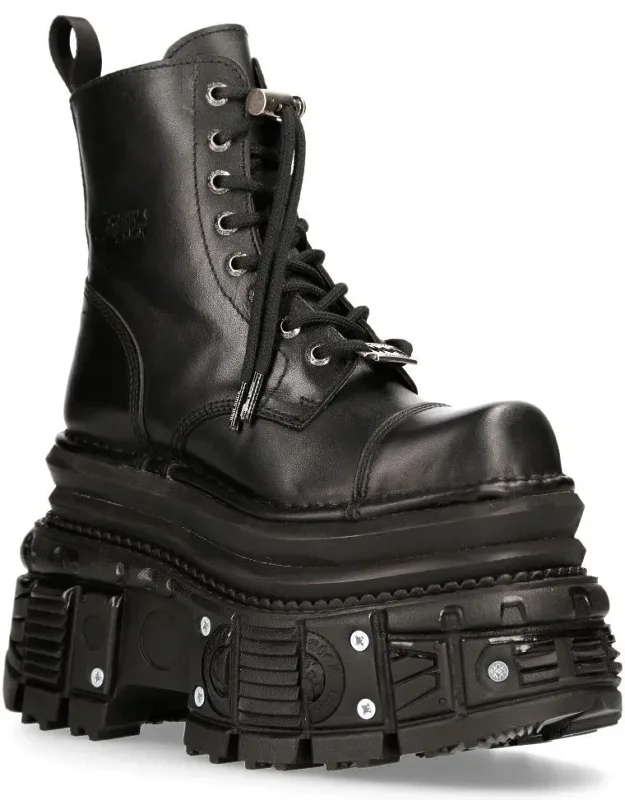 Metallic Leather Military Boots
