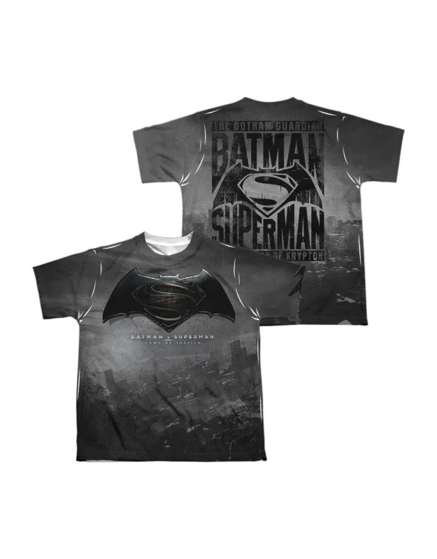 _batman V Superman Logo City (front/back Print) Short Sleeve Poly Crew Tee / T-shirt Stylish Easy_
