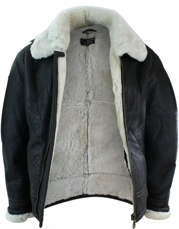 Sherling Sheepskin Cream B3 Pilot Jacket - Genuine Premium Quality Sheepskin, Extremely Warm