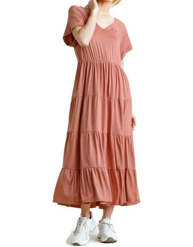 Tiered V-neck Maxi Dress