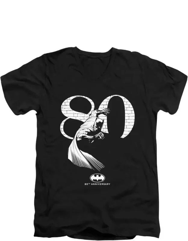 Batman 80 Wall Short Sleeve V Neck Premium Cotton T-shirt