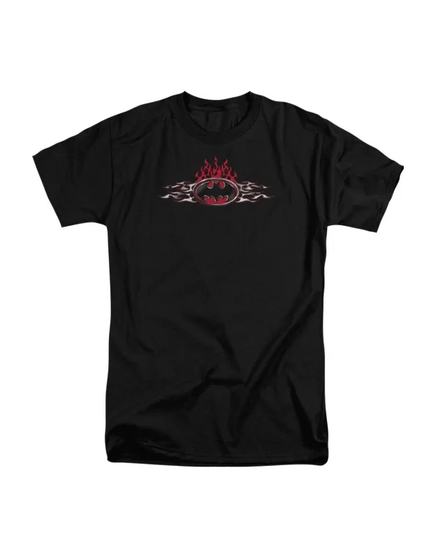 _batman Steel Flames Logo Short Sleeve Tee / T-shirt - Guaranteed Authentic, Officially Licensed_