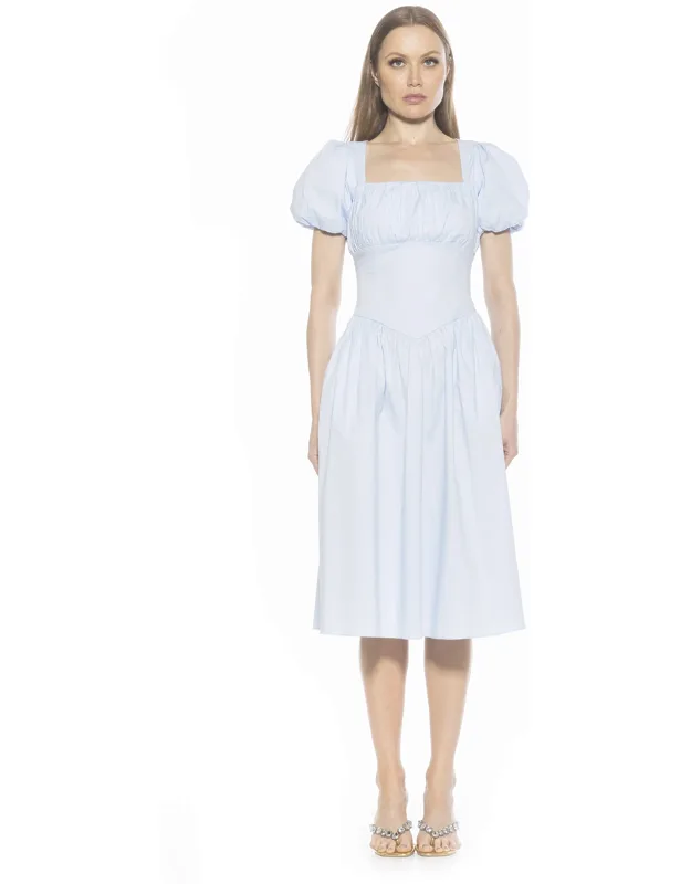 Jessi Dress Portrait Neck Puff Sleeves