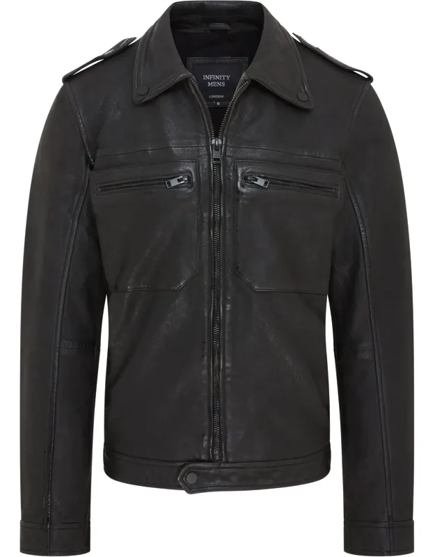 Classic Leather Shirt Jacket