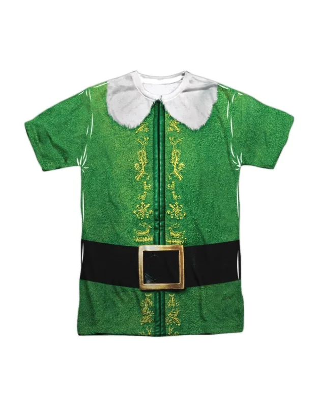 Elf Buddy Costume Short Sleeve Poly Crew Tee / T-shirt, Stylish For Everyday Wear