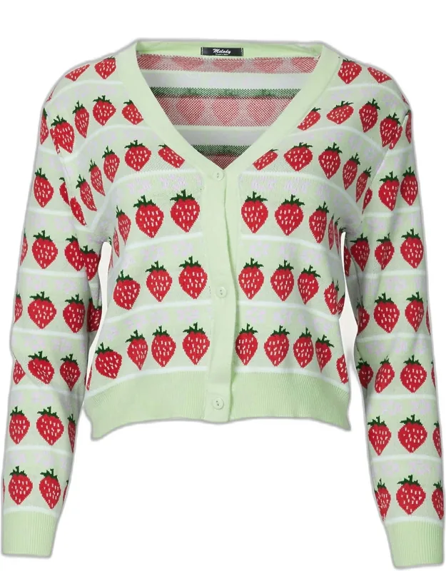 Cropped Retro Strawberry Cardigan