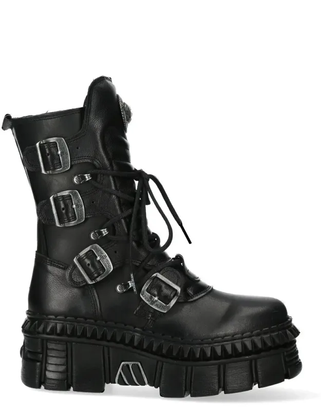 Mid-calf Leather Platform Boots