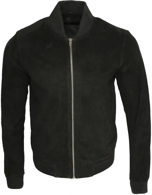 Varsity Soft Suede Leather Bomber Jacket