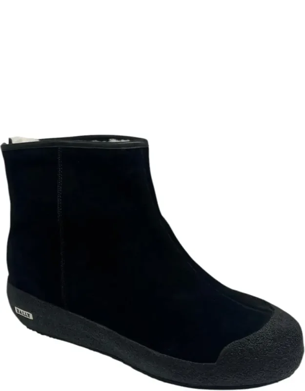 Bally Guard Ii Black Calf Leather Suede Boots With Plush Lamb Fur Lining And Rear Zipper