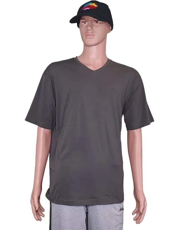 Cotton V-neck Logo T-shirt