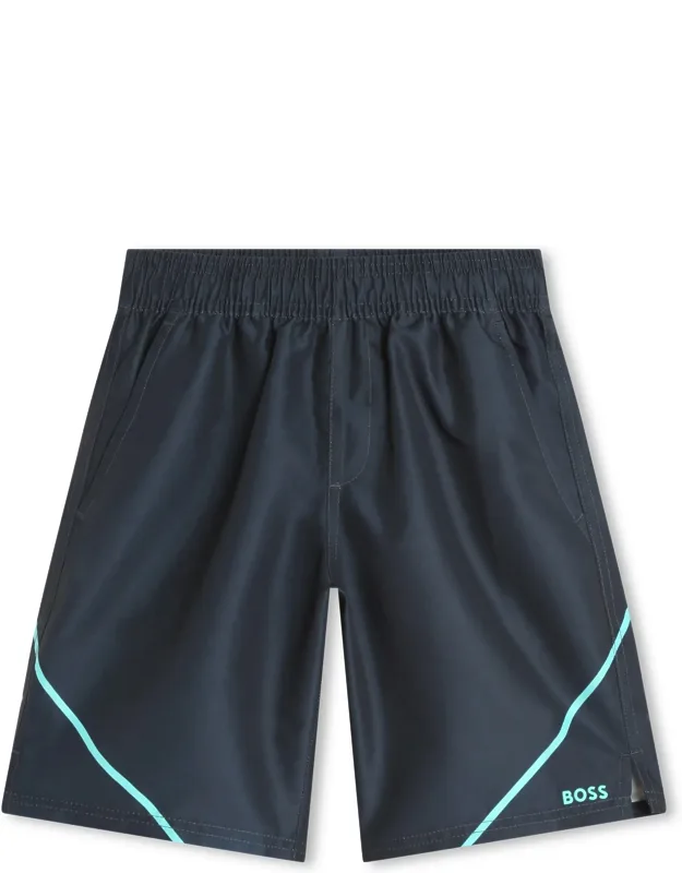 Swim Shorts With Side Pockets And Elasticated Waistband