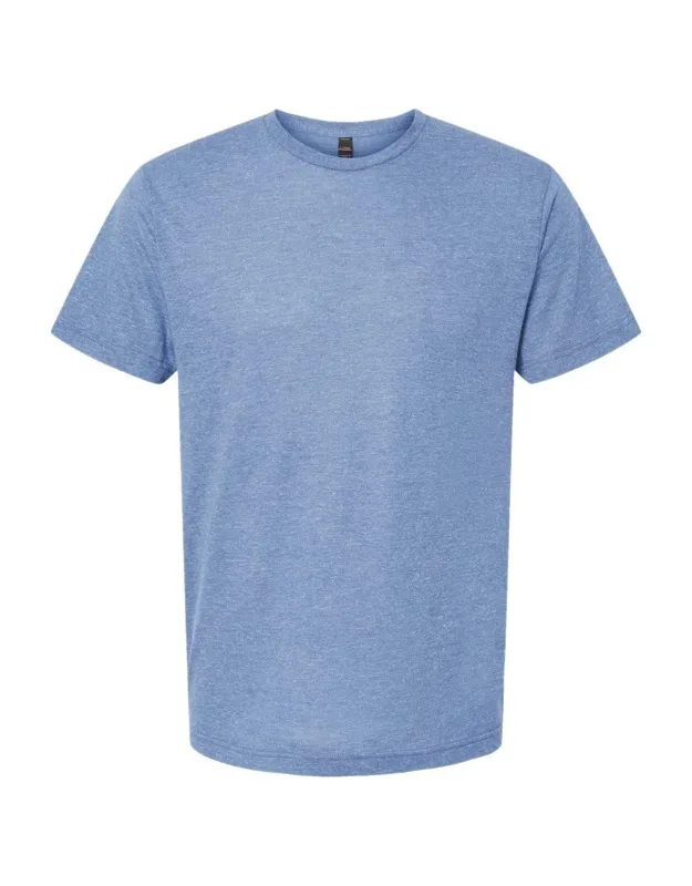 Tri-blend T-shirt With Ribbed Collar And Double Needle Stitching