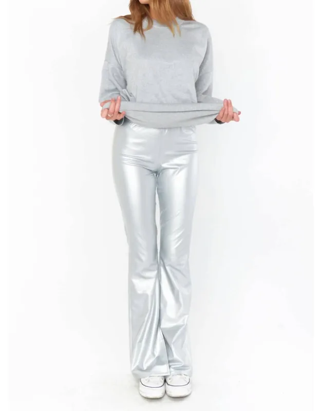 Pull On Flare Pant With High-waisted Fit And Side Slit