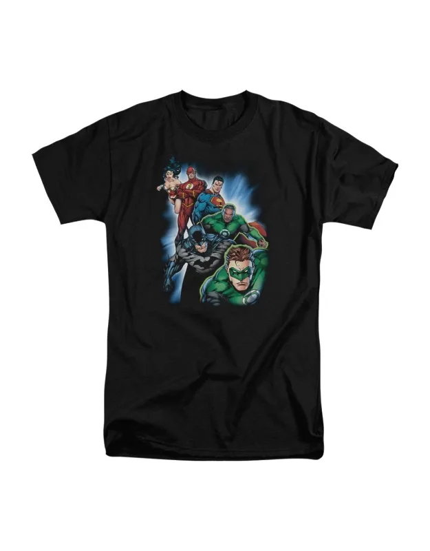 Justice League Of America Heroes Unite Short Sleeve Tee - 100% Cotton, Officially Licensed