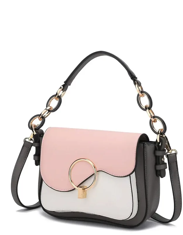 Fantasia Solid Crossbody Handbag Purse With Spacious Interior And Gold-tone Hardware