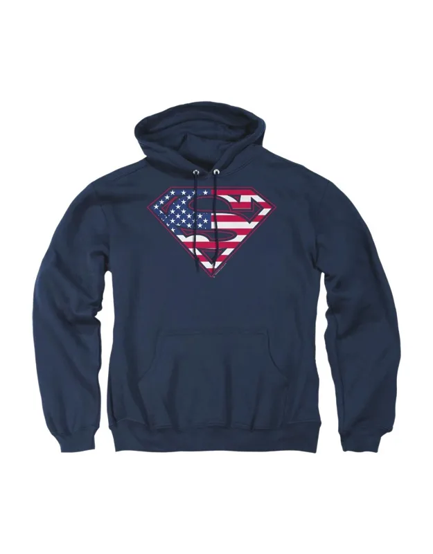 Superman U S Shield Hoodie - Stylish Everyday Wear, 50% Cotton 50% Polyester