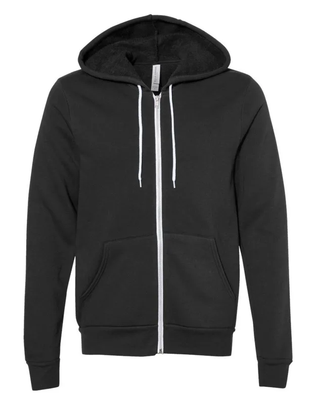 Sponge Fleece Full-zip Hoodie With Ribbed Cuffs And Split-pouch Pocket