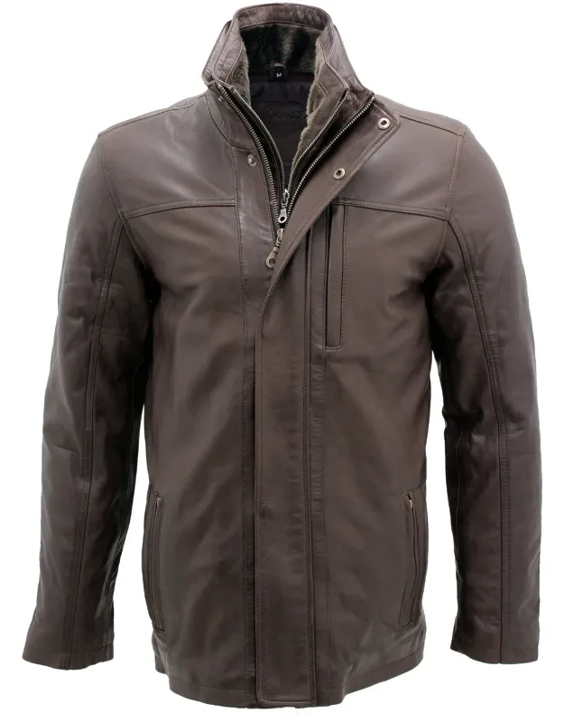 Leather Mid Length Coat