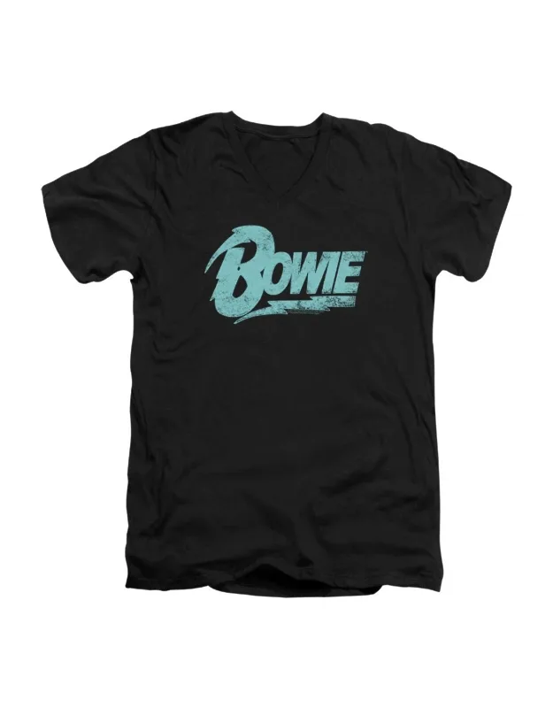 David Bowie Logo Short Sleeve V Neck Premium Cotton T-shirt
