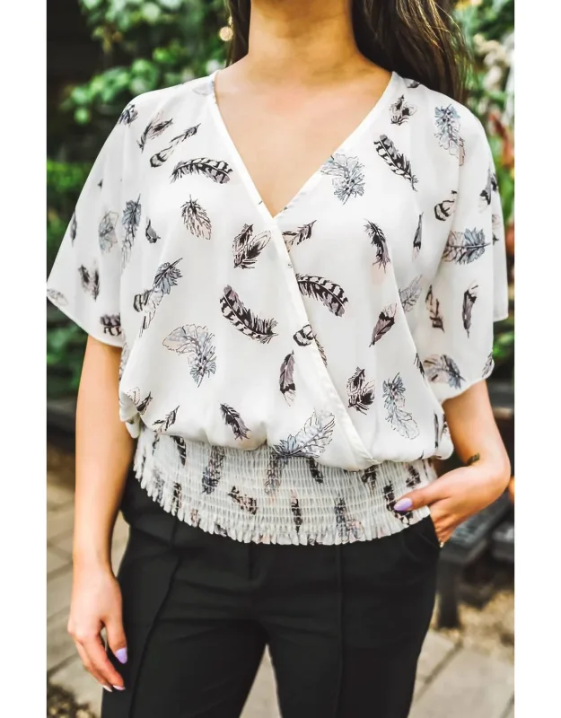 Flutter Sleeve Faux Wrap Blouse