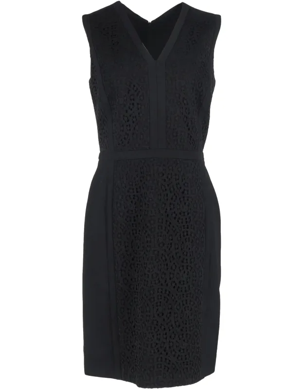 Lace Detail Midi V-neck Dress