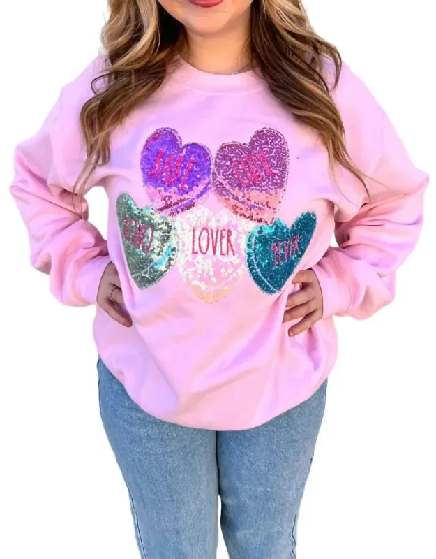 Sequin Conversation Hearts Sweatshirt