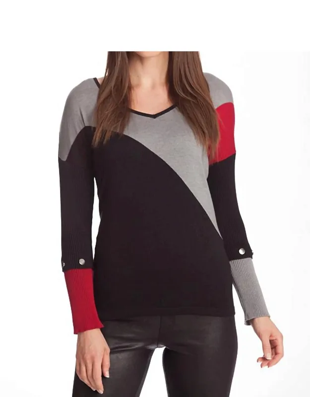 Color Block V-neck Sweater