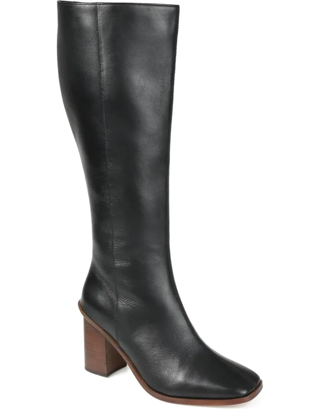 Signature Genuine Leather Tamori Square Toe Inside Zip Knee High Boots