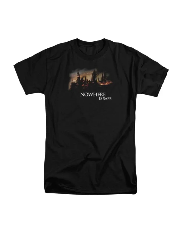 Harry Potter Burning Hogwarts Short Sleeve Tee - 100% Cotton, Officially Licensed