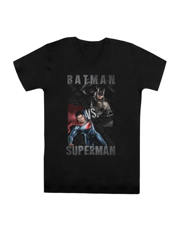 Batman V Superman Hero Split Short Sleeve V Neck Premium Cotton T-shirt