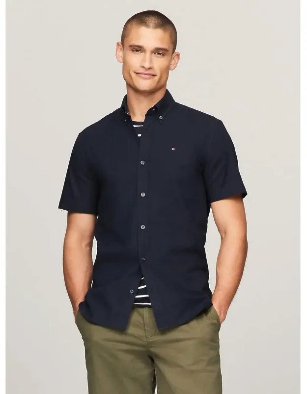 Tommy Hilfiger Regular Fit Stretch Oxford Shirt, Easy Fit, Subtle Branding