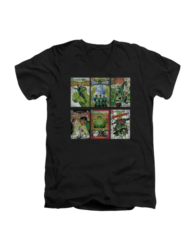Green Lantern Gl Covers Short Sleeve V Neck Tee - 100% Pre-shrunk Cotton, Officially Licensed