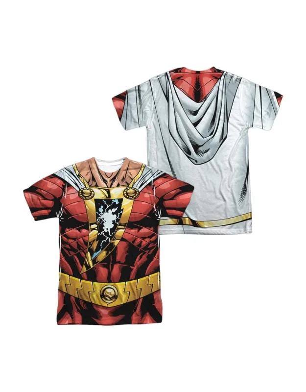Justice League Of America Shazam Uniform (front/back Print) Short Sleeve Tee