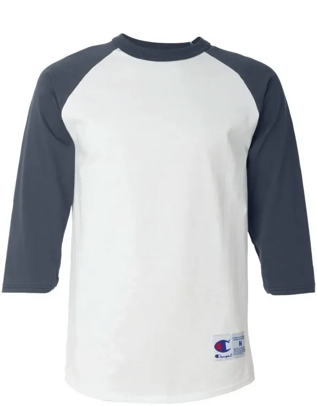 Champion Three-quarter Raglan Sleeve Baseball T-shirt, 5.2 Oz. 100% Cotton, Contrast-color Sleeves