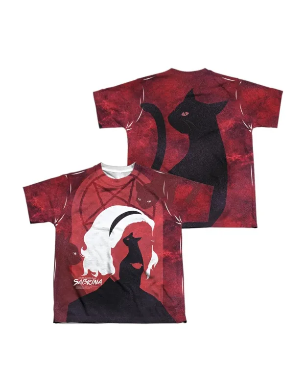 Chilling Adventures Of Sabrina Cats (front/back Print) Short Sleeve Poly Crew Tee / T-shirt - Stylish, Easy