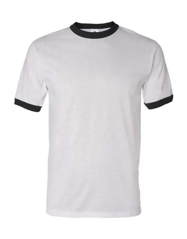 Ringer T-shirt With 50/50 Polyester/cotton Jersey Knit And Double-needle Stitched Hemmed Bottom