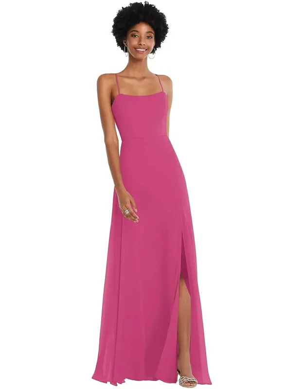 Scoop Neck Convertible Tie-strap Maxi Dress With Ethereal Lux Chiffon And Elegant Evening Affairs