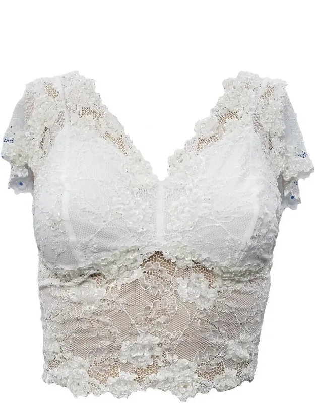 Grace Lace Hand Beaded Camisole With Sleeves