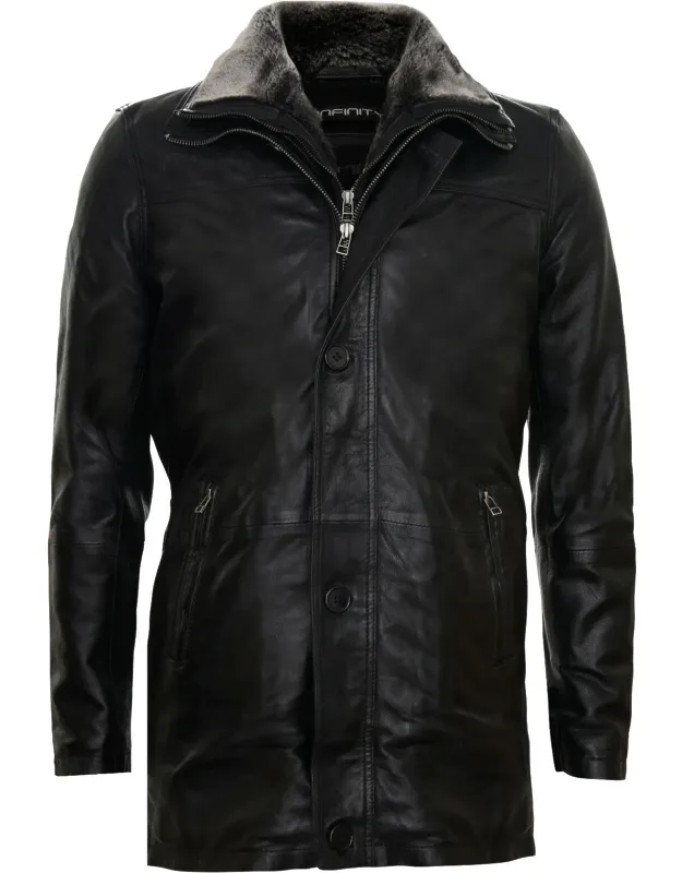 Removable Collar Mid Length Warm Jacket