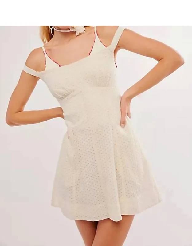 Berry Kiss Mini Dress With Off-the-shoulder Silhouette And Contrast Embroidery