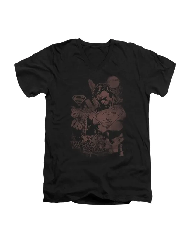 Superman Somber Power V Neck T-shirt