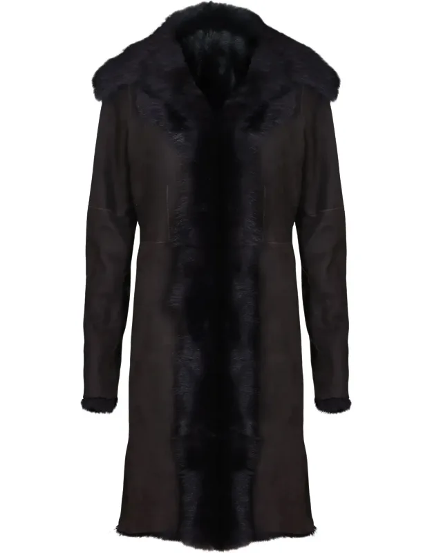Toscana Sheepskin Suede Trench Coat-tbilisi With Luxurious Revere Collar And Custom Length Options