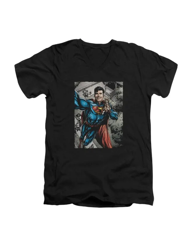 Superman Super Selfie V Neck Premium Cotton T-shirt
