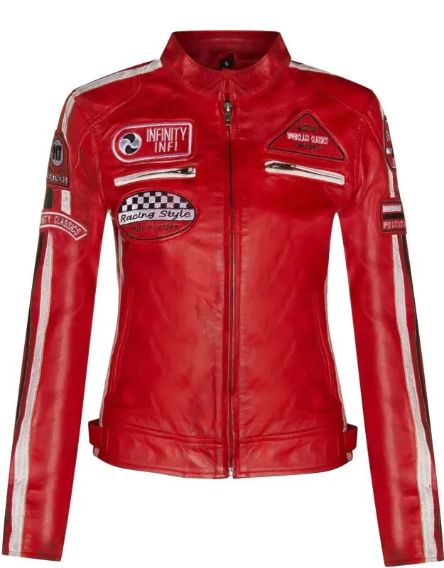 Biker Racing Badges Leather Jacket
