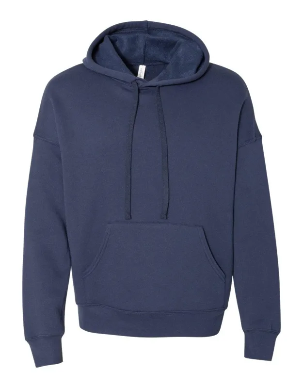 Sponge Fleece Drop Shoulder Hoodie, Pouch Pocket, Ribbed Cuffs And Waistband